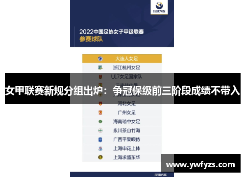 女甲联赛新规分组出炉:争冠保级前三阶段成绩不带入